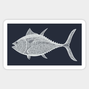 Bluefin Tuna Ink Art - cool fish design - on navy blue Sticker